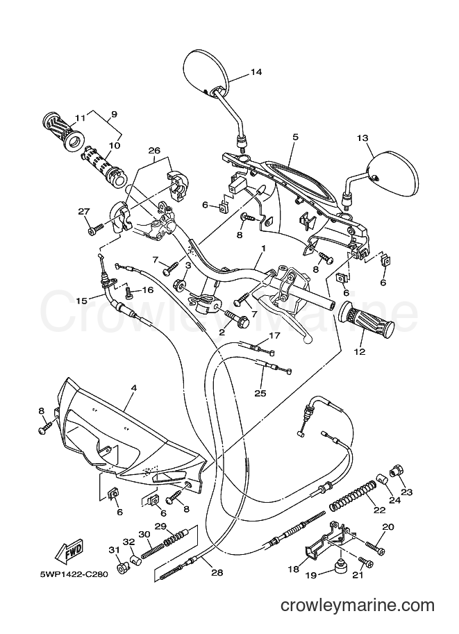 2004 Scooter AL115 - AL115 (5WP2) [010] - STEERING CABLE FOR DRUM BRAKE