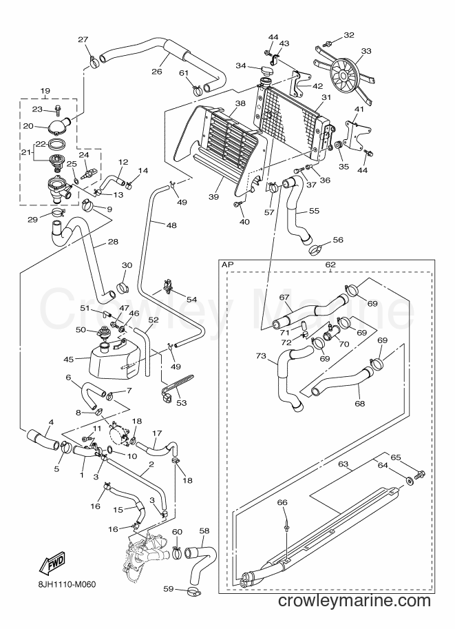 2013 Snowmobile RFX10RSS - RFX10RSS (8HKA) [010] - RADIATOR & HOSE