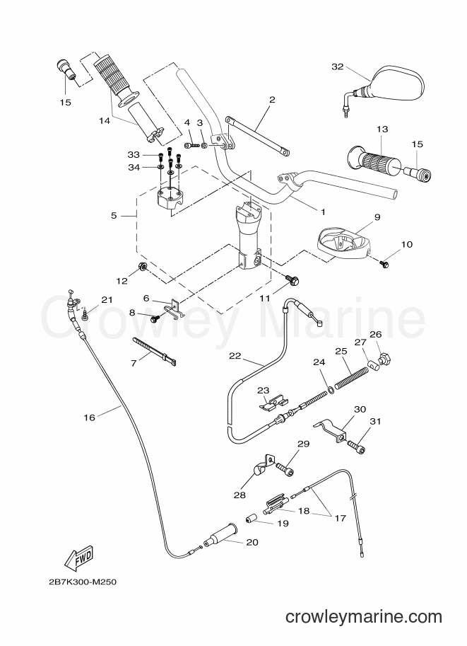 Yamaha Motors CW50N (2B7K) [040] - STEERING HANDLE & CABLE