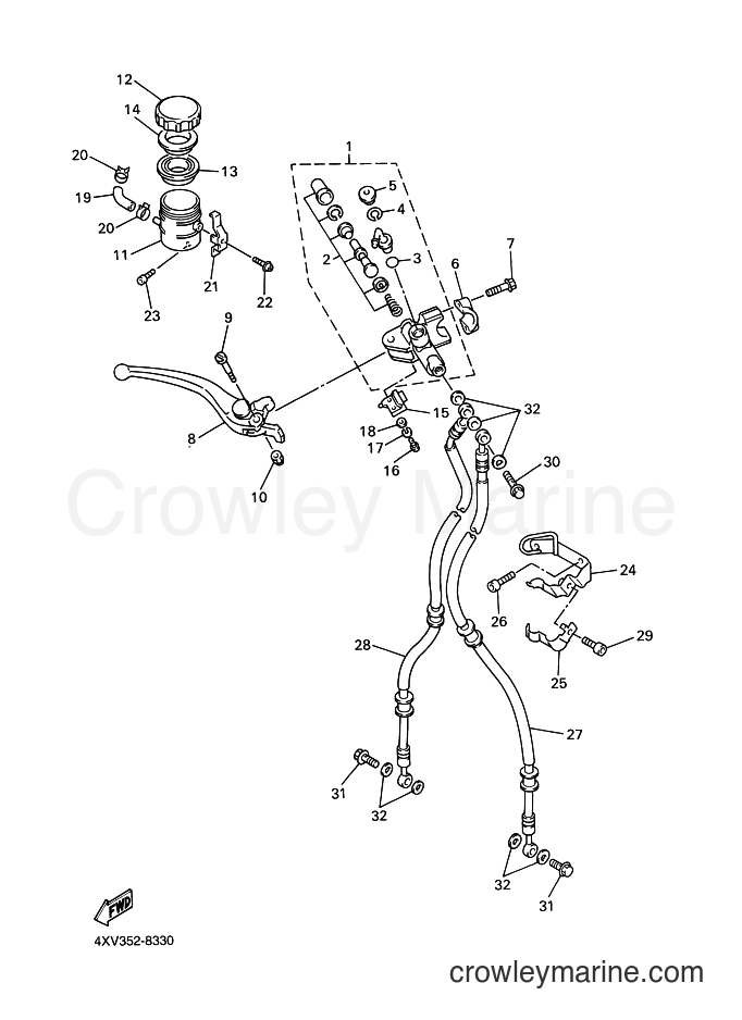 1998 Sport Bike YZF-R1 - YZF-R1 (4XV1) [080] - FRONT MASTER CYLINDER