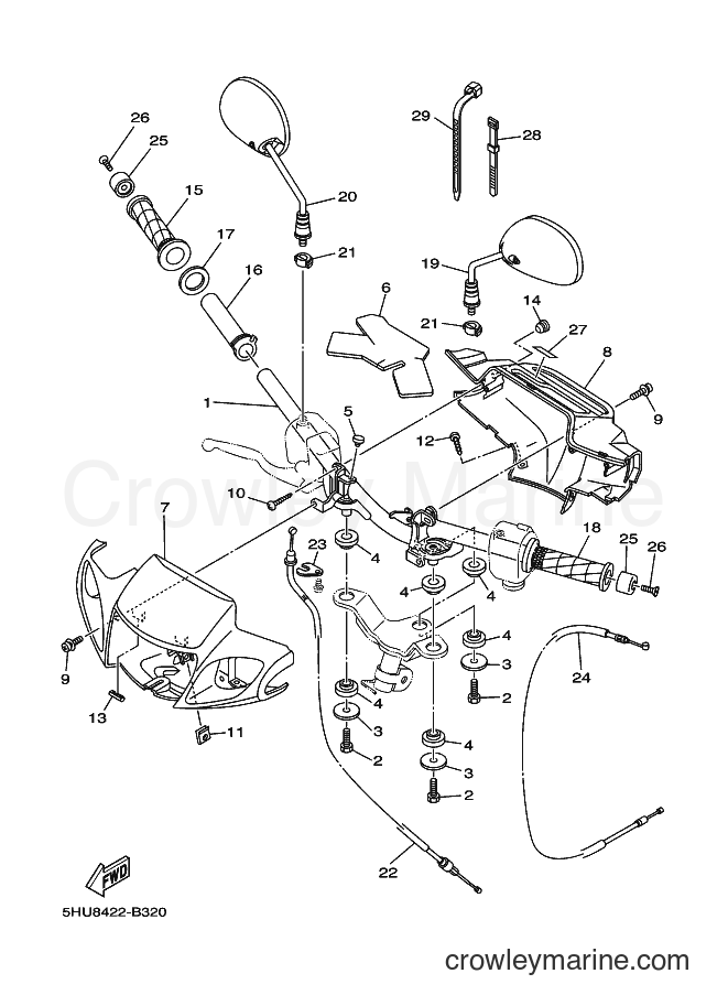 2004 Scooter T105SE - T105SE (5HUB) [010] - STEERING CABLE FOR DISK BRAKE