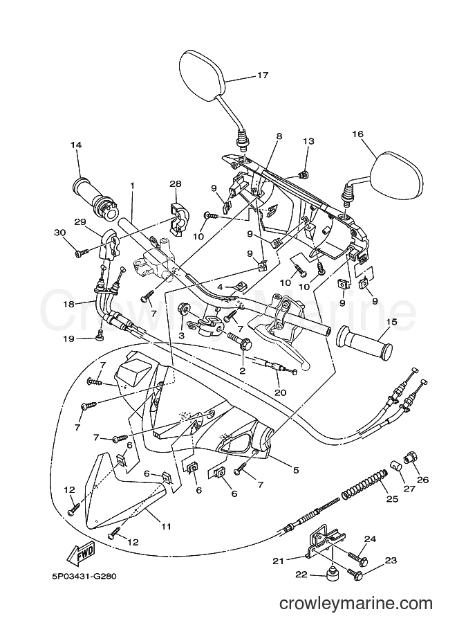 Yamaha Motors AT135 (5P07) [010] - STEERING HANDLE & CABLE