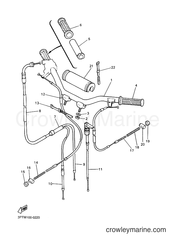 2000 Dirt Bike PW50 - PW50 (3PTX) [080] - STEERING HANDLE & CABLE