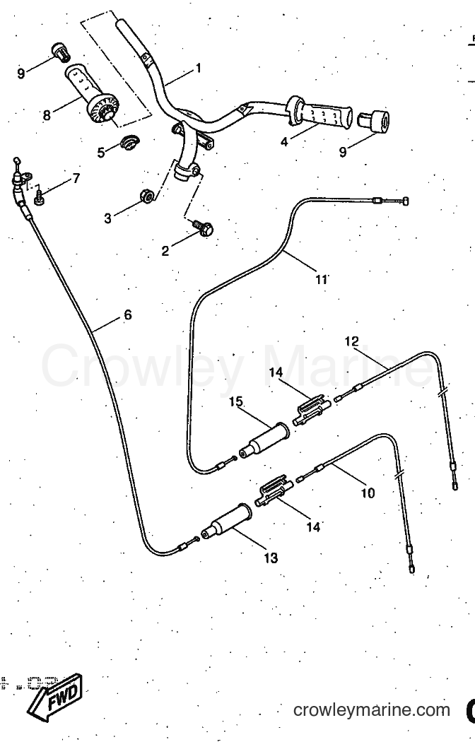 1997 Scooter YQ50 - YQ50 (5CL1) [999] - STEERING HANDLE & CABLE
