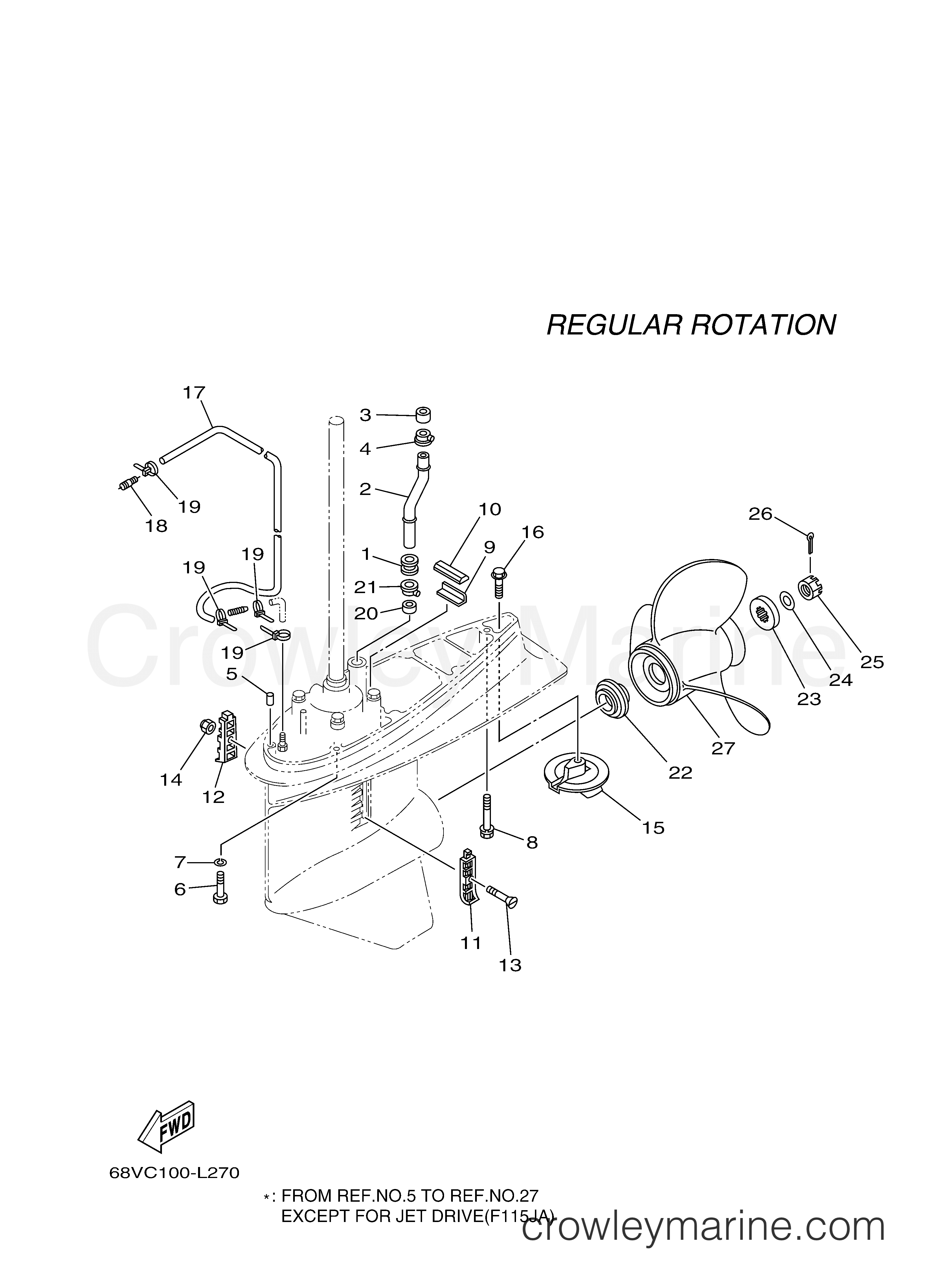 LOWER CASING DRIVE 2 2012 Outboard 115hp F115XA Crowley Marine