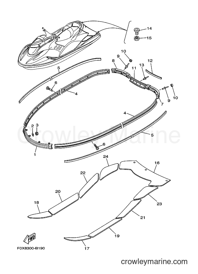 Yamaha Motors GP1200A-B (F0X8) [010] - GUNWALE & MAT