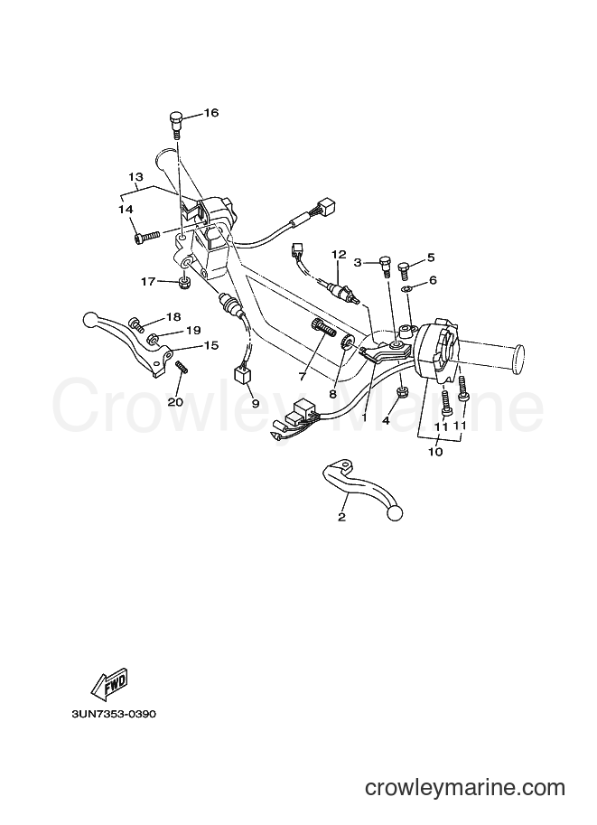 Yamaha Motors DT50LC (3UN7) [010] - HANDLE SWITCH & LEVER