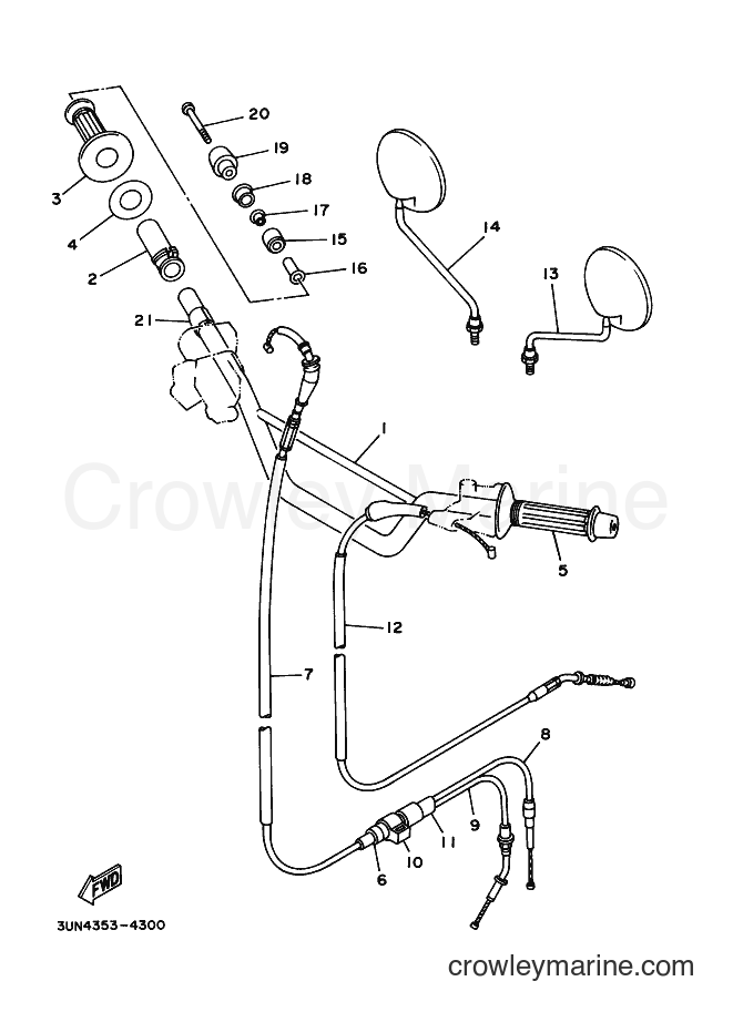1996 Scooter DT50LC - DT50LC (3UN5) [010] - STEERING HANDLE & CABLE