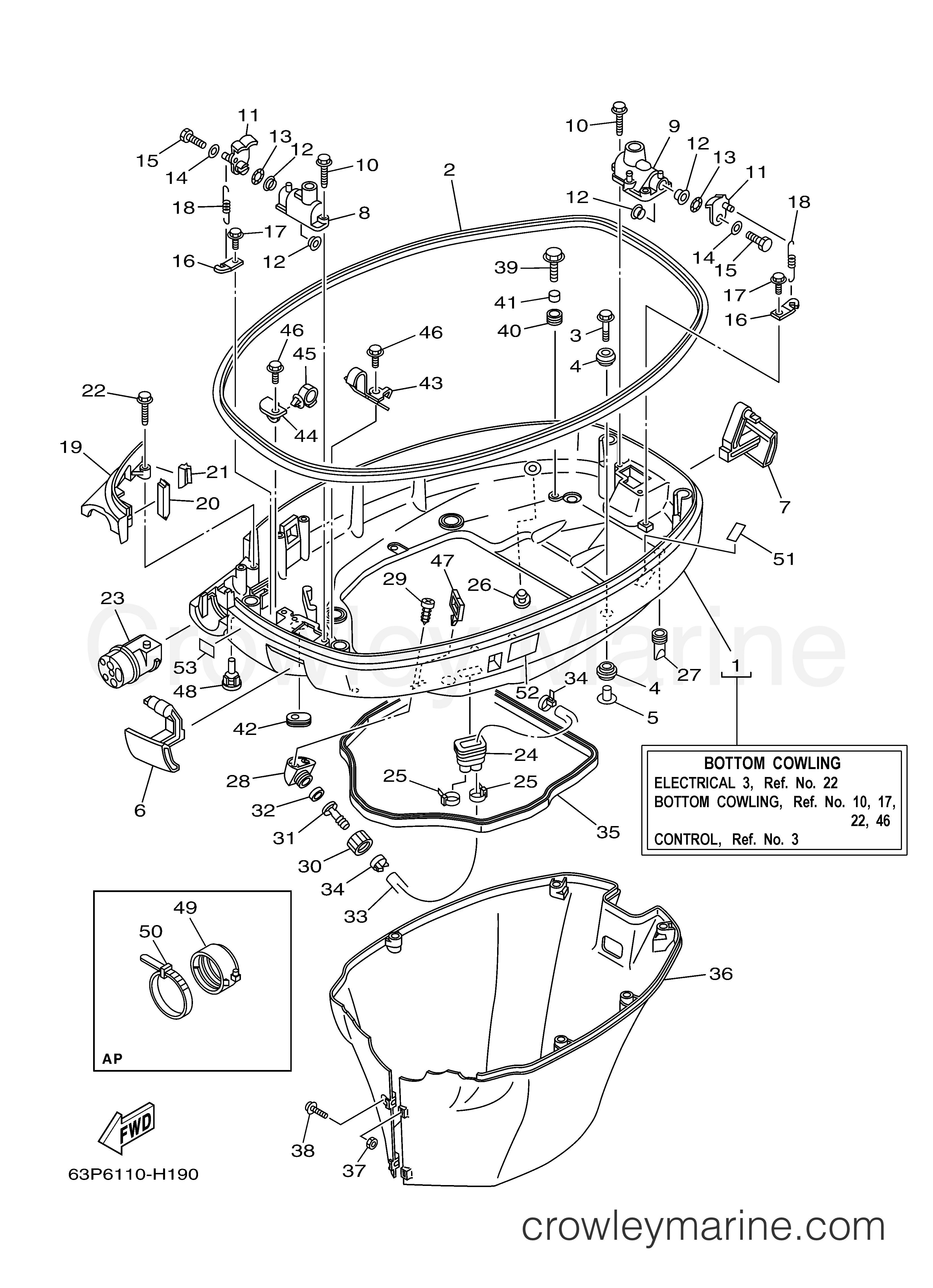 Yamaha Motors FL150AET1X - BOTTOM COWLING