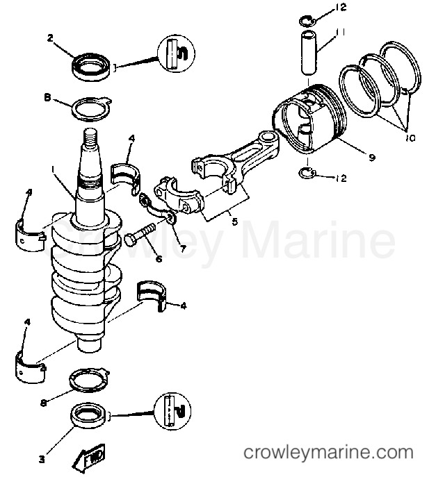 Yamaha Motors F9.9SK - CRANK - PISTON