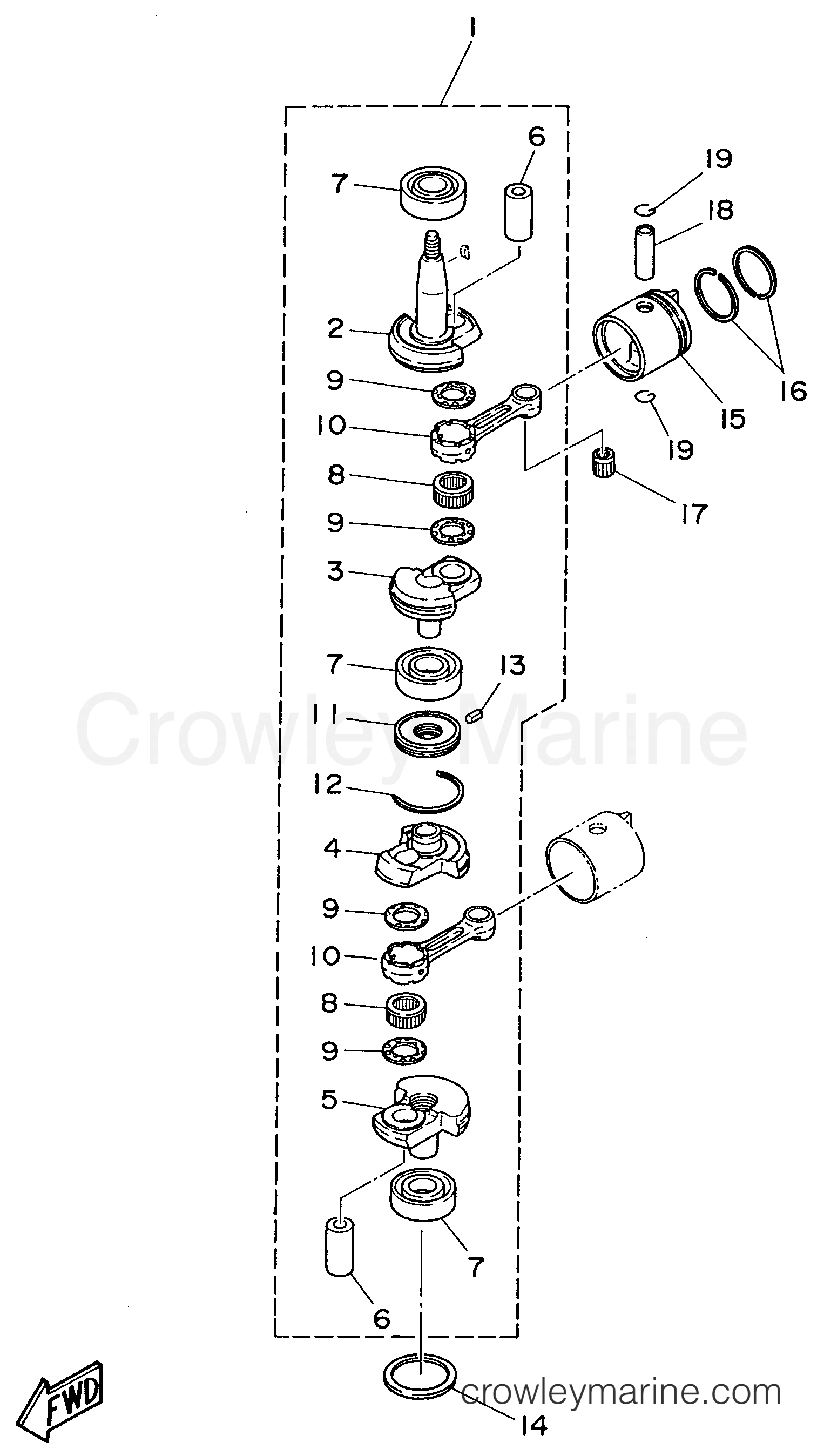 Yamaha Motors 8MSHU - CRANKSHAFT PISTON