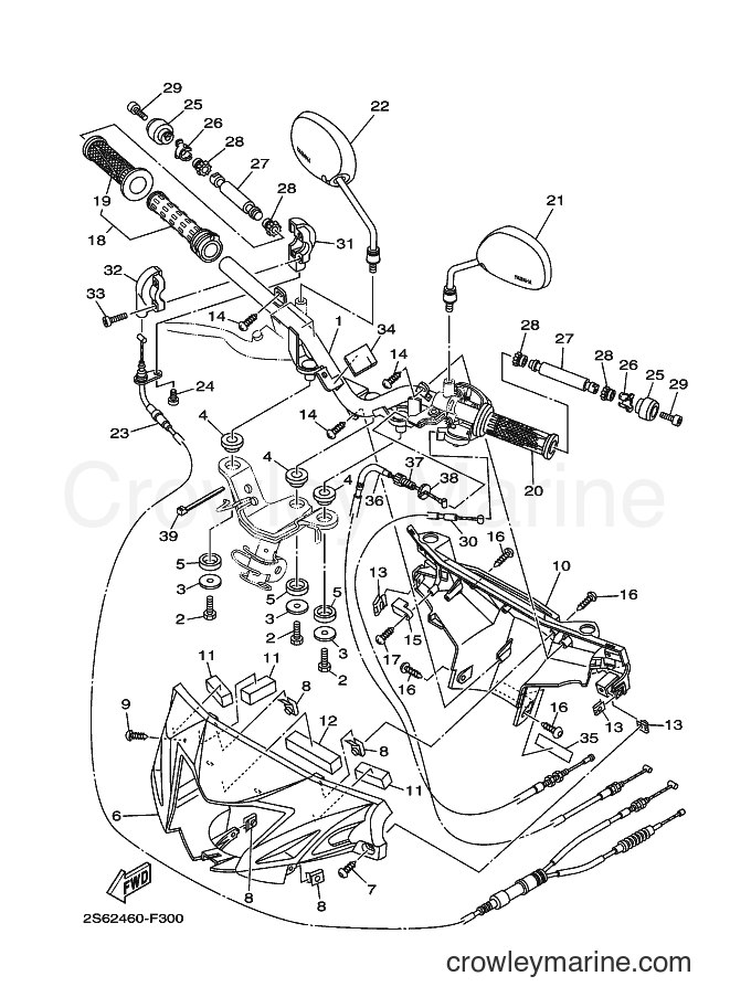 Yamaha Motors T135HC (2S65) [010] - STEERING HANDLE & CABLE