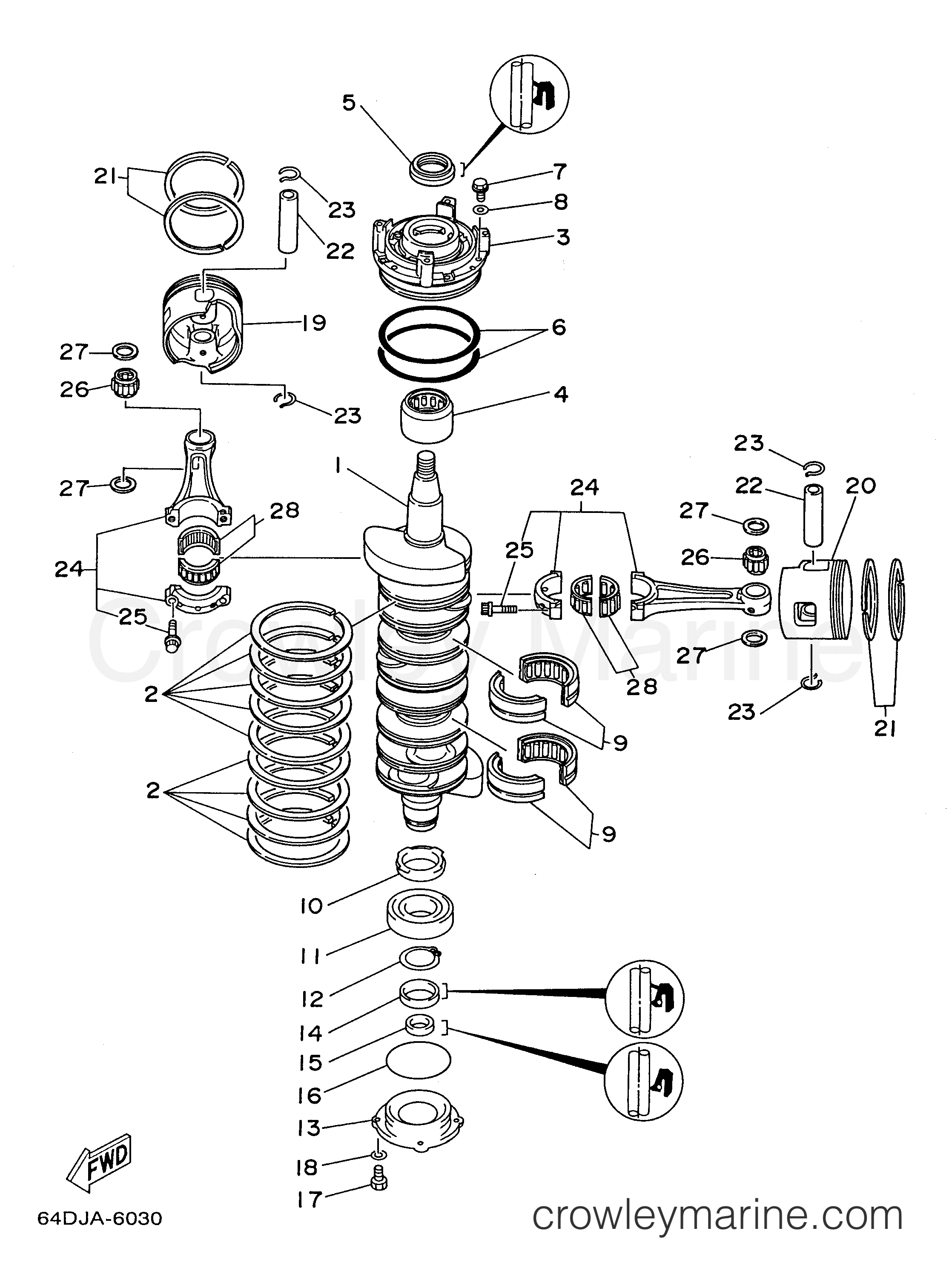 Yamaha Motors P175TLRX - CRANKSHAFT PISTON