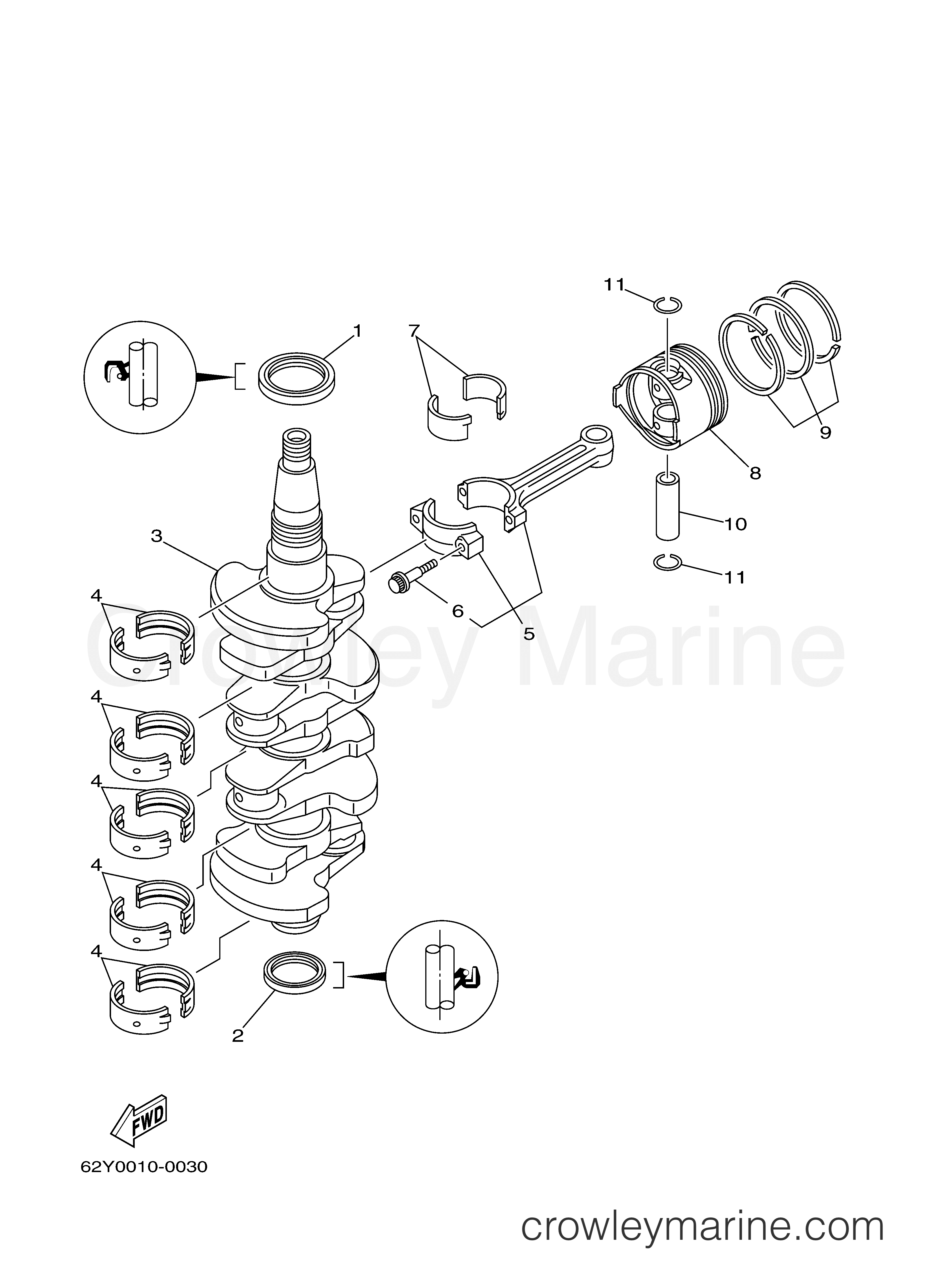 Yamaha Motors T50TLRY - CRANKSHAFT PISTON