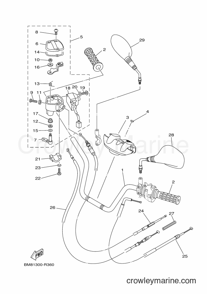 2016 ATV YFM450FWA - YFM450FWA (BM81) [020] - STEERING HANDLE & CABLE