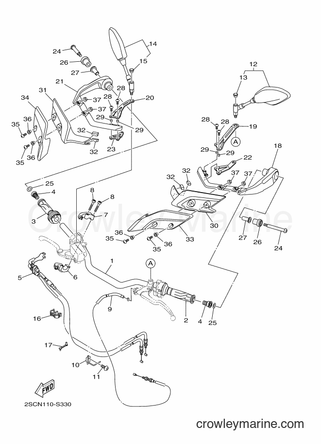 2017 Street Bike FJ09(MT09TRA) - FJ09(MT09TRA) (2SCR) [010] - STEERING HANDLE & CABLE