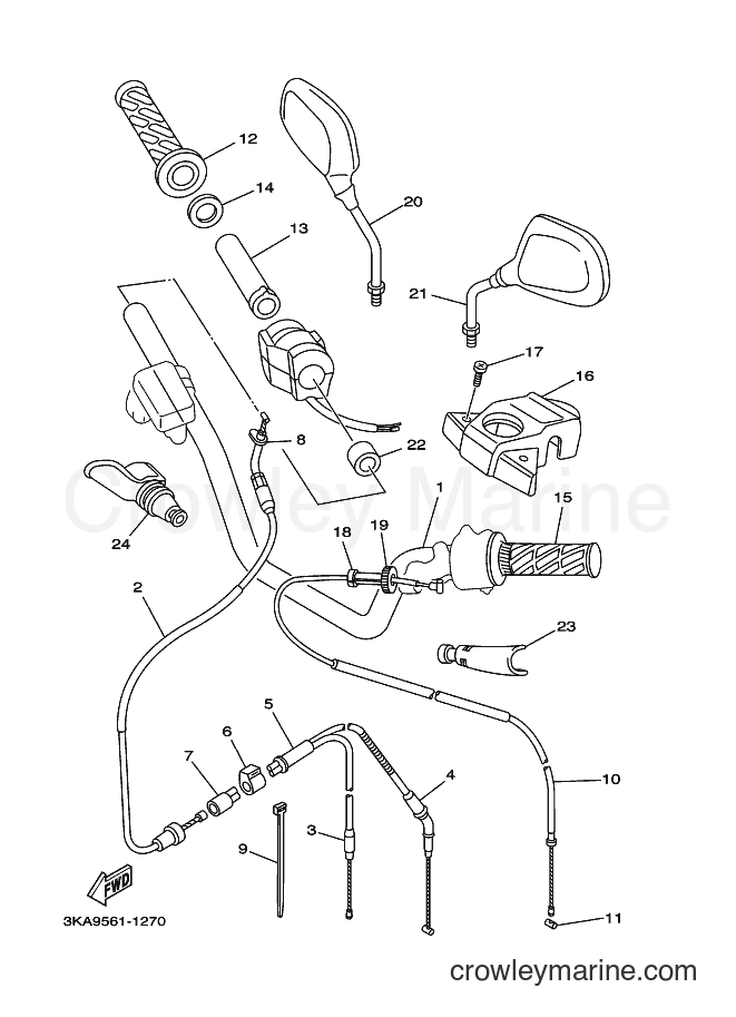 2001 Street Bike RX-K - RX-K (3KA9) [010] - STEERING HANDLE & CABLE