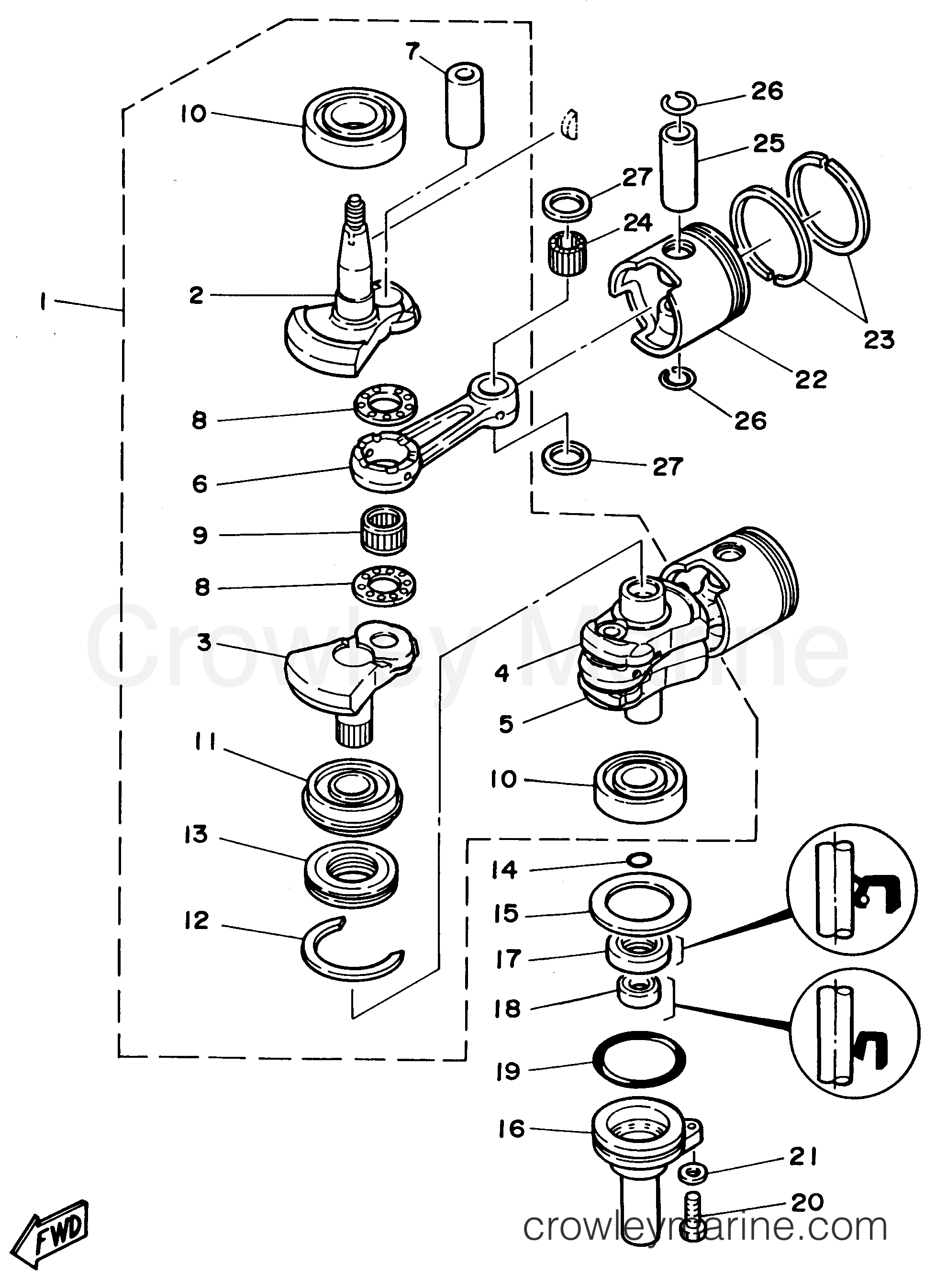 Yamaha Motors C25ELRV - CRANKSHAFT PISTON