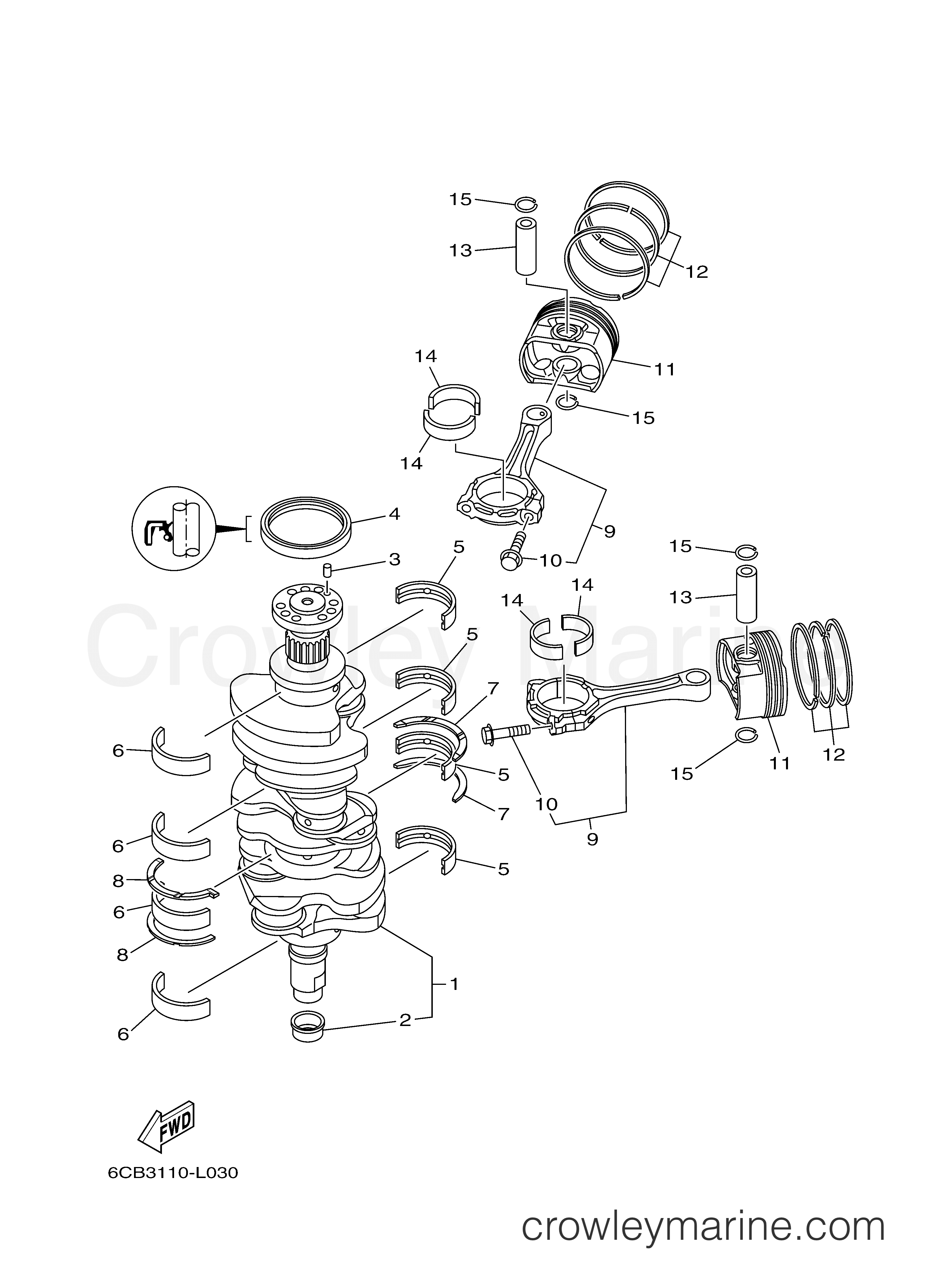 Yamaha Motors VF225LA - CRANKSHAFT PISTON