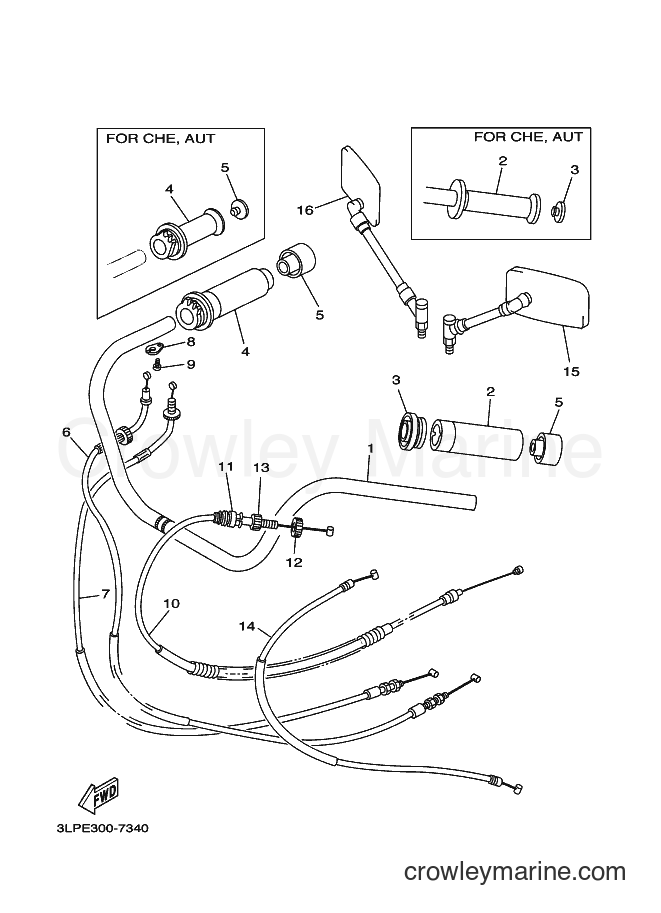 Yamaha Motors XV1100 (3EF8) [010] - STEERING HANDLE & CABLE