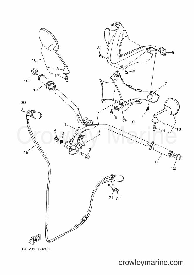 Yamaha Motors MWS125-A (BR75) [010] - STEERING HANDLE & CABLE