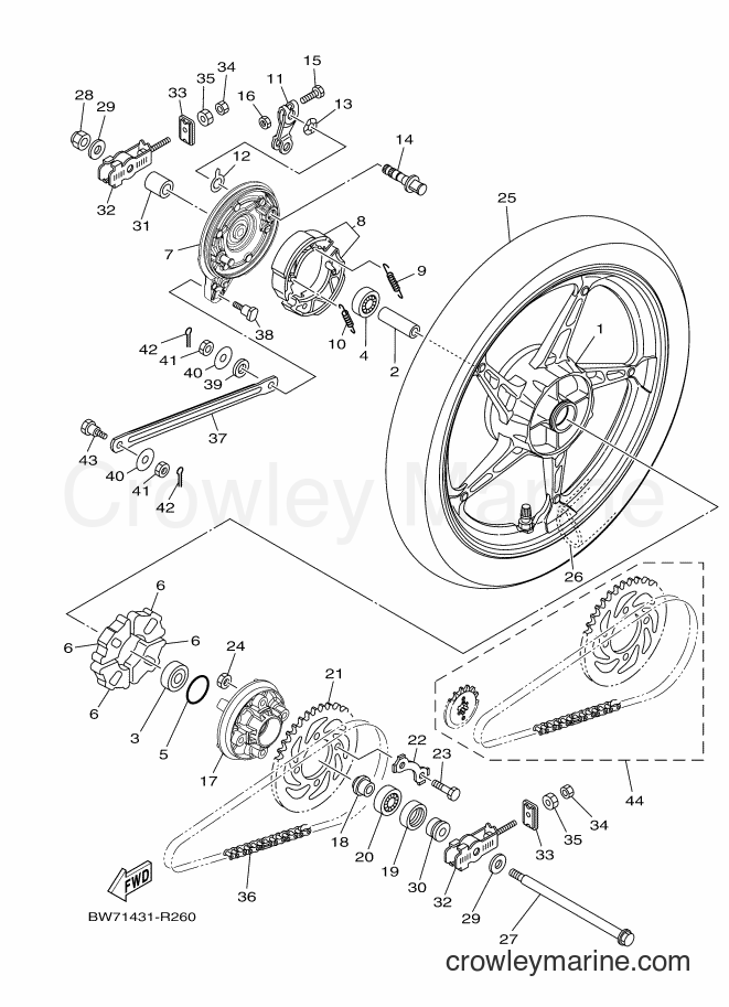 2016 Scooter T115FS-5 - T115FS-5 (BW71) [010] - REAR WHEEL FOR CAST WHEEL