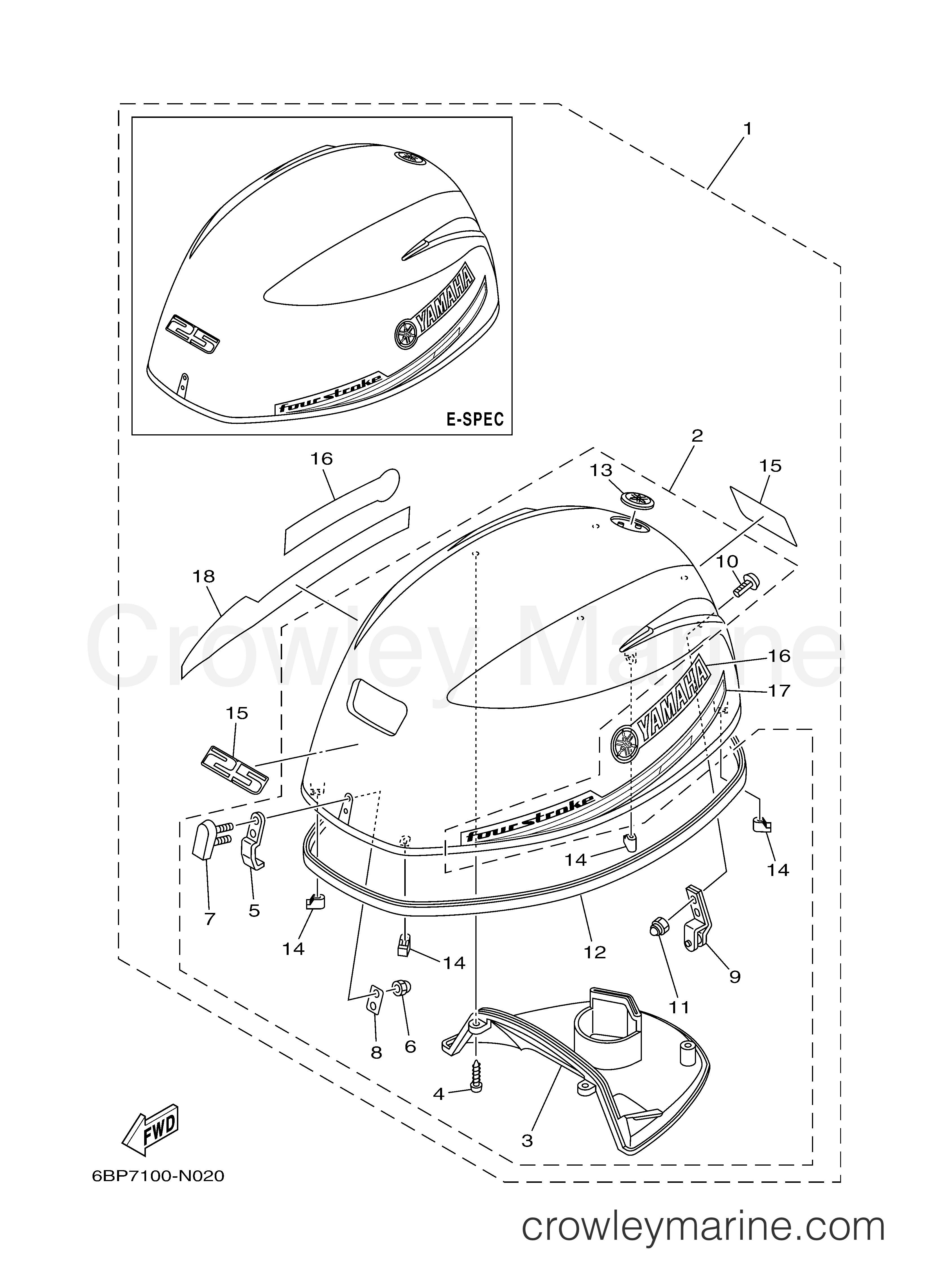 Yamaha Motors F25LEA - TOP COWLING