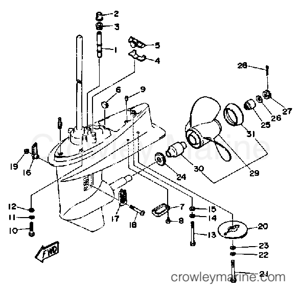LOWER DRIVE 2 - 1987 Outboard 30hp 30ESH | Crowley Marine