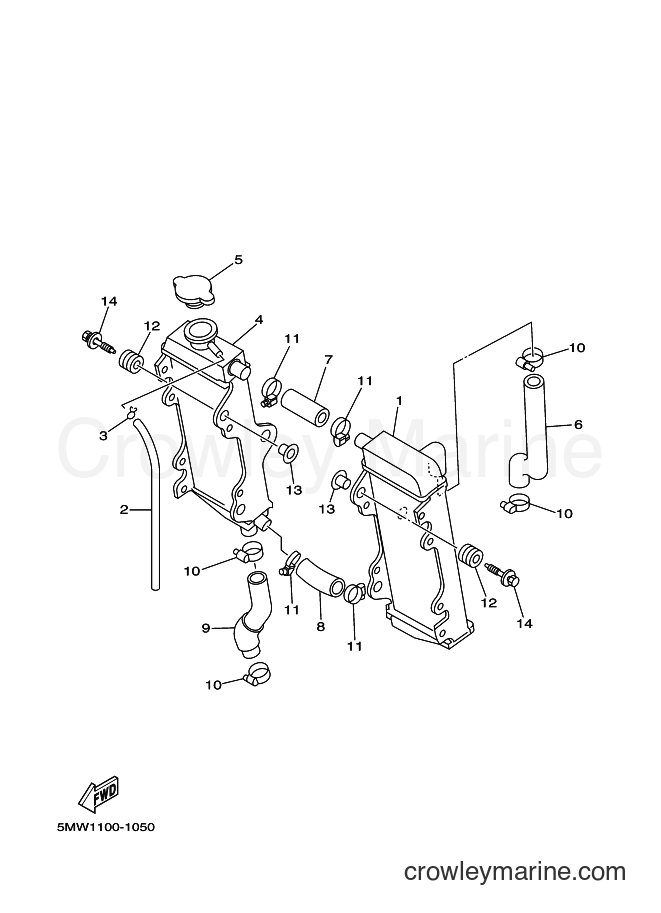 Yamaha Motors YZ250 (5MW1) [020] - RADIATOR & HOSE
