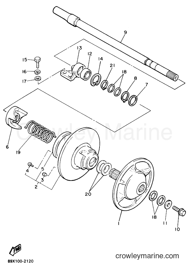 1992 Snowmobile ET410TR - ET410TR (89Y1) [010] - SECONDARY SHEAVE