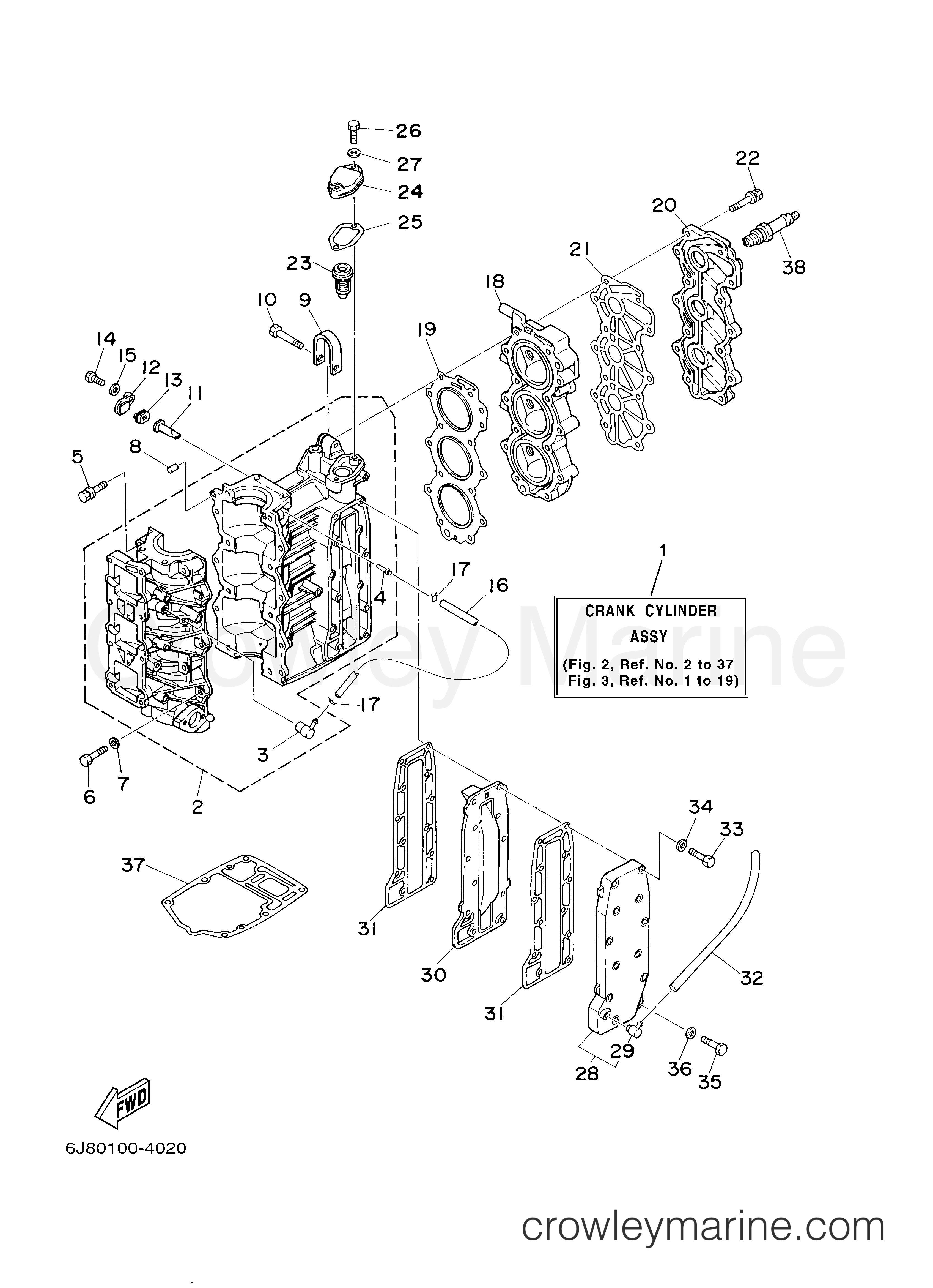 Yamaha Motors 30MSHZ - CYLINDER CRANKCASE