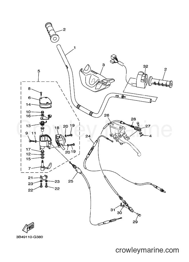 2008 ATV YFM700FWA - YFM700FWA (5C06) [010] - STEERING HANDLE & CABLE
