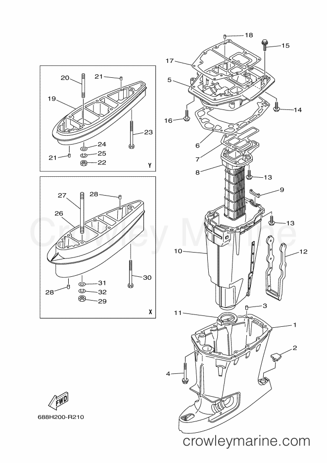 Yamaha Motors 85AEDL (688H) [050] - UPPER CASING
