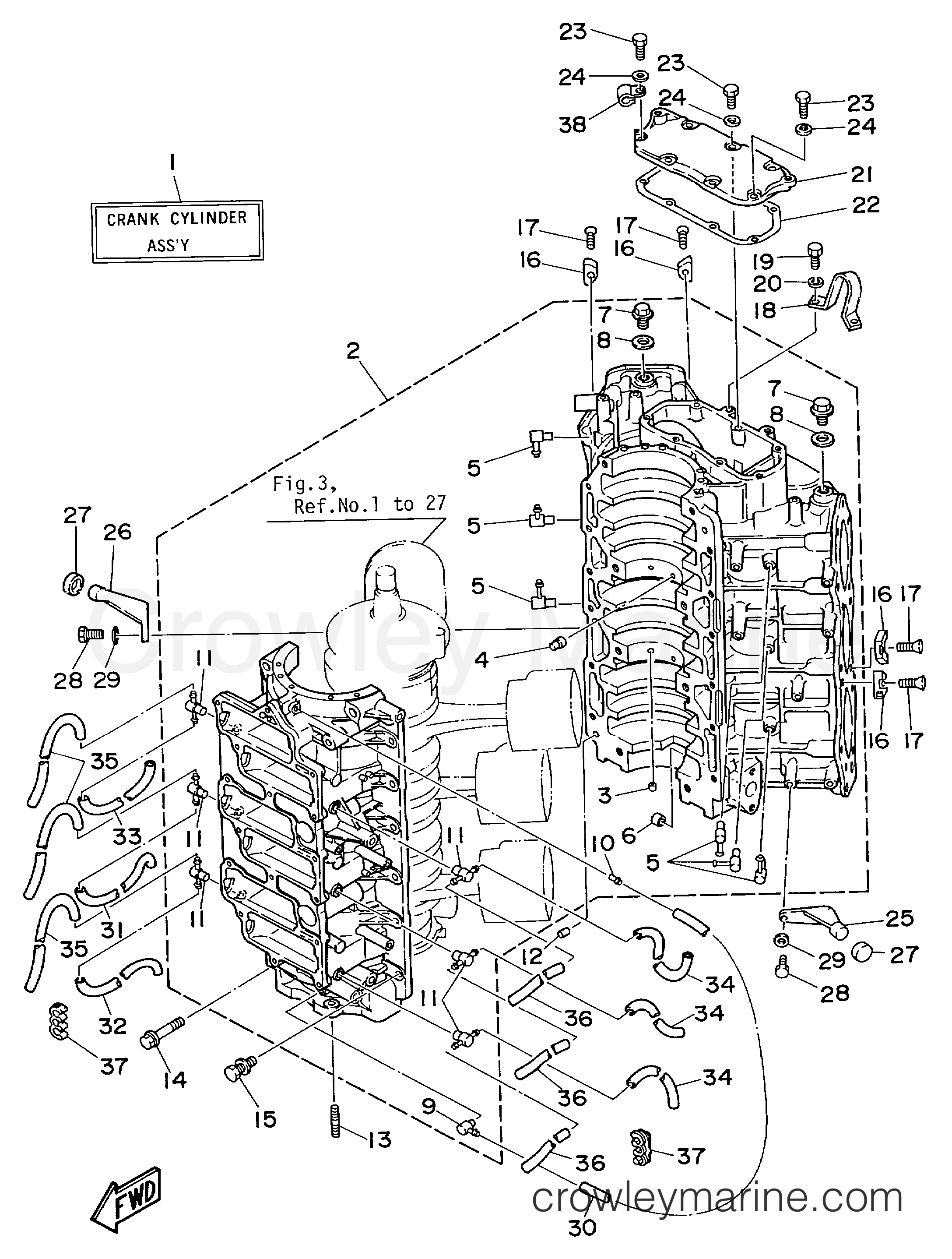 Yamaha Motors V6EXCELXH - CRANKCASE CYLINDER 1