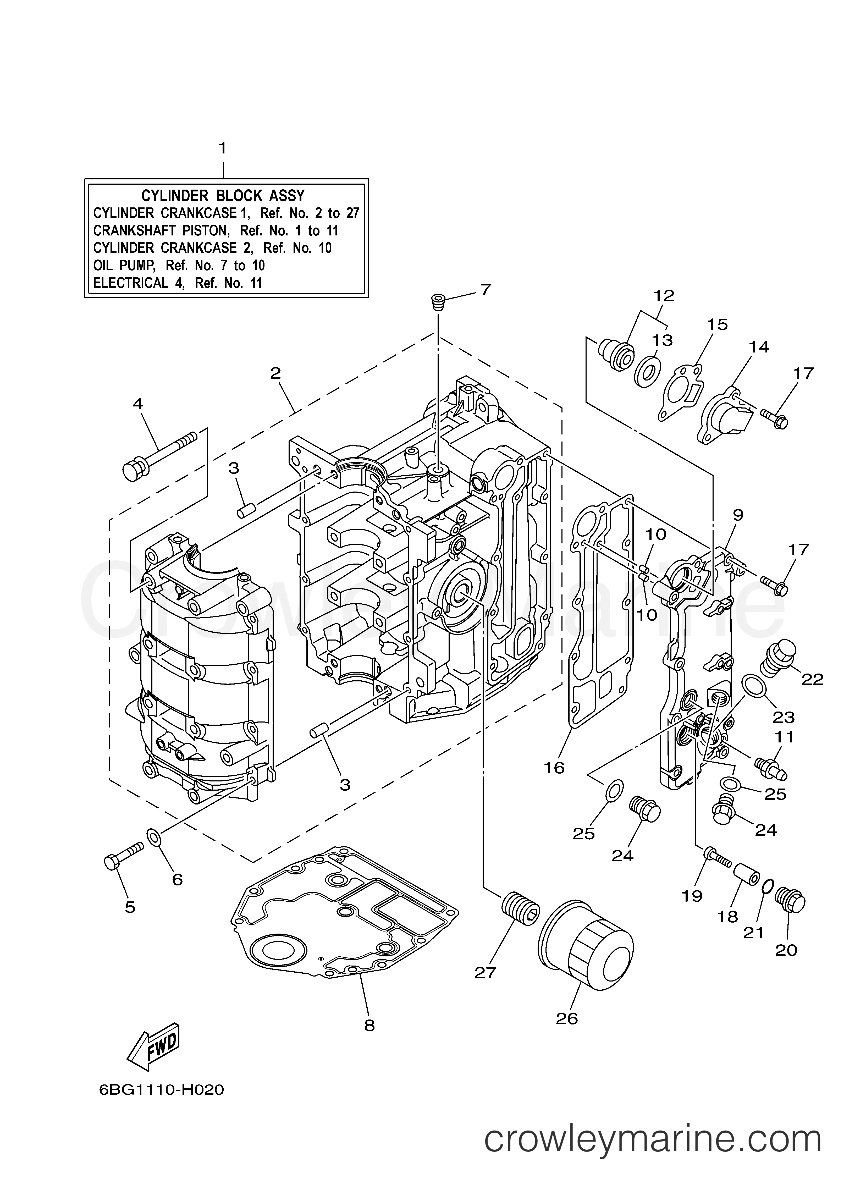 Yamaha Motors F40LA - CYLINDER CRANKCASE 1