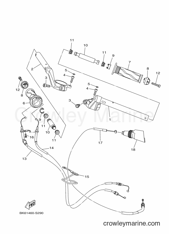2017 Street Bike YZF155 - YZF155 (B9B1) [010] - STEERING HANDLE & CABLE