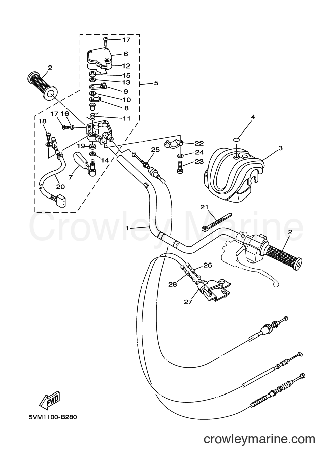 Yamaha Motors YFS200 (5VM4) [010] - STEERING HANDLE & CABLE