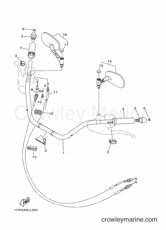 Yamaha Motors XV1900A (1CR3) [040] - STEERING HANDLE & CABLE