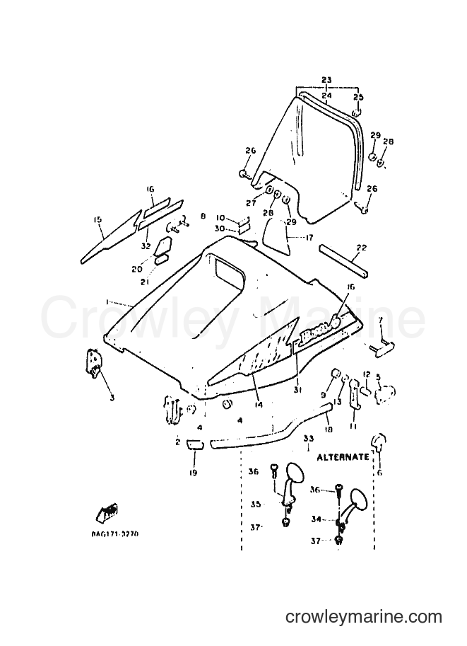 1993 Snowmobile BR250TS - BR250TS (8AG1) [010] - SHROUD & WINDSHIELD