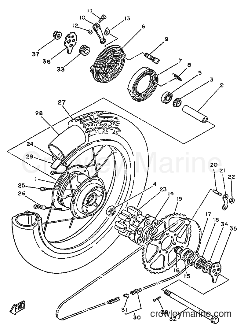 Yamaha Motors SR250 (21L2) [99A] - REAR WHEEL