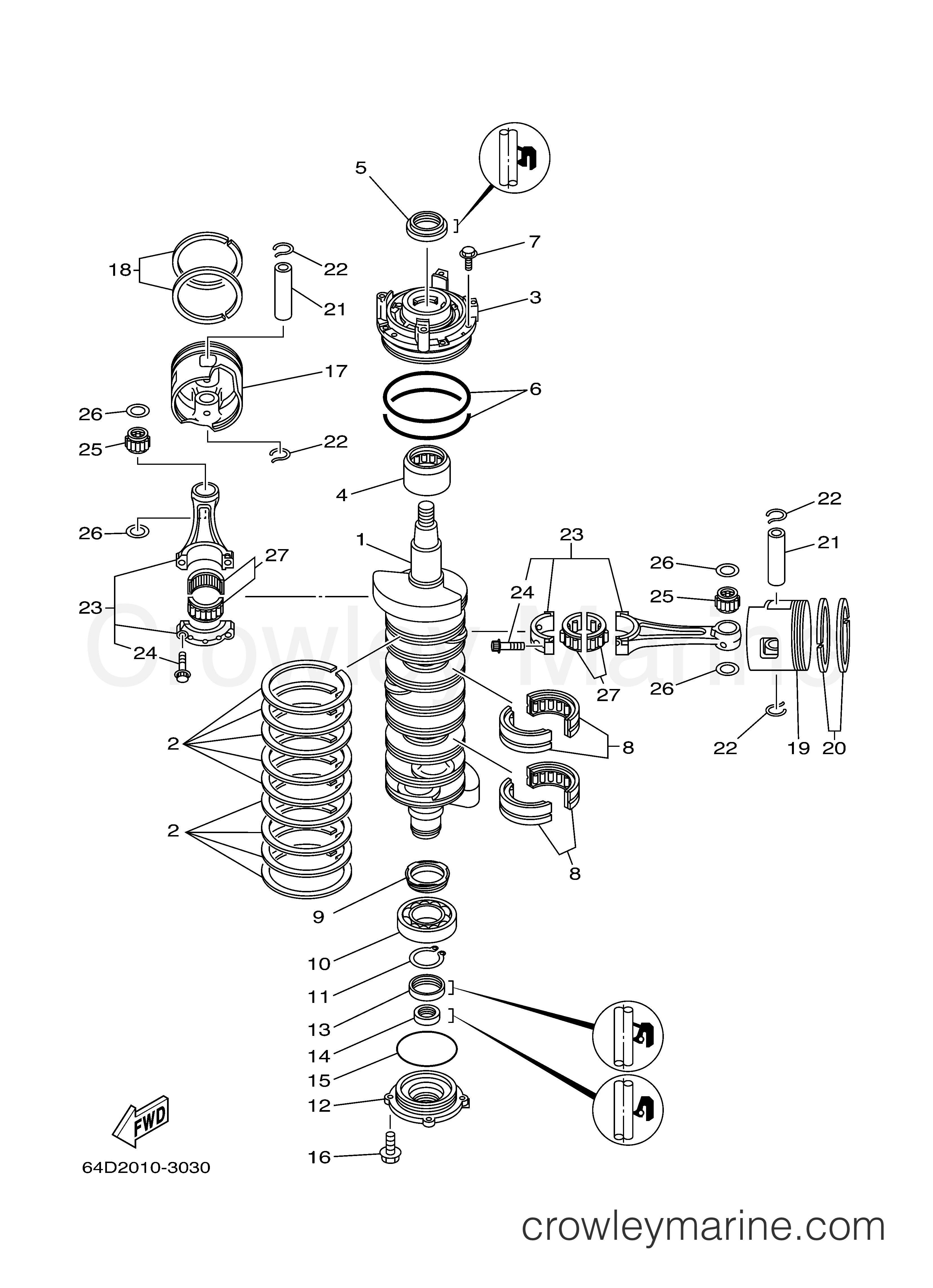 Yamaha Motors V150TLRD - CRANKSHAFT PISTON