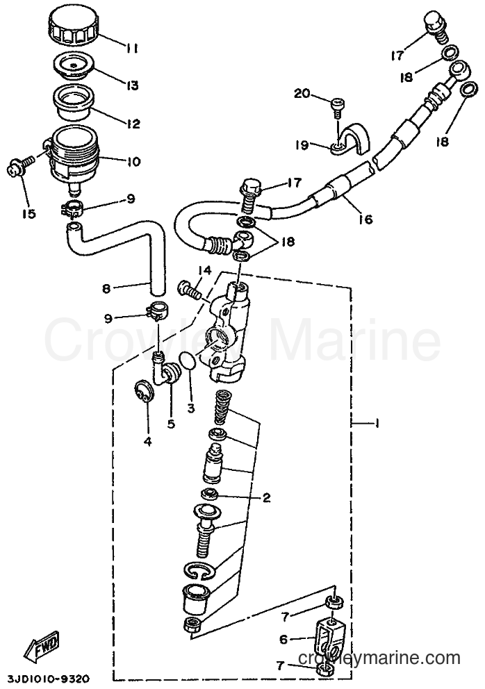 Yamaha Motors YZ125 (3JD1) [99A] - REAR MASTER CYLINDER