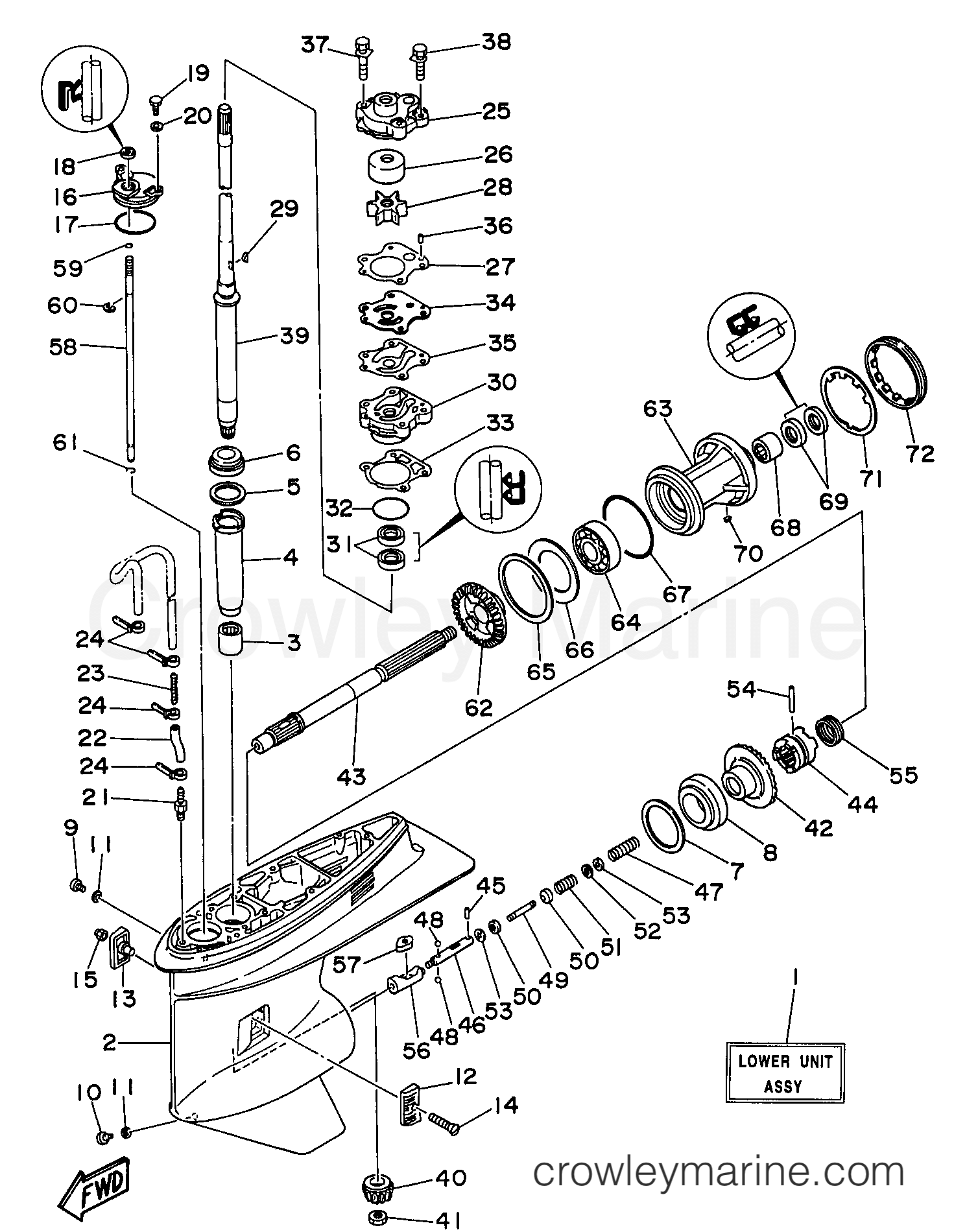 Yamaha Motors 70TLRV - LOWER CASING DRIVE 1
