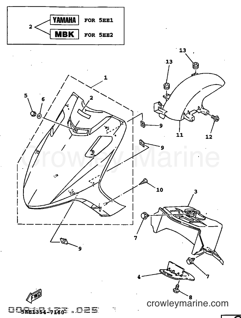 1997 Scooter XC150LC - XC150LC (5EE2) [999] - FRONT FENDER