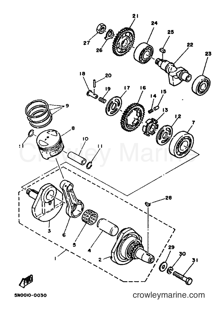 1989 Street Bike SR125 - SR125 (3MW2) [99A] - CRANKSHAFT & PISTON