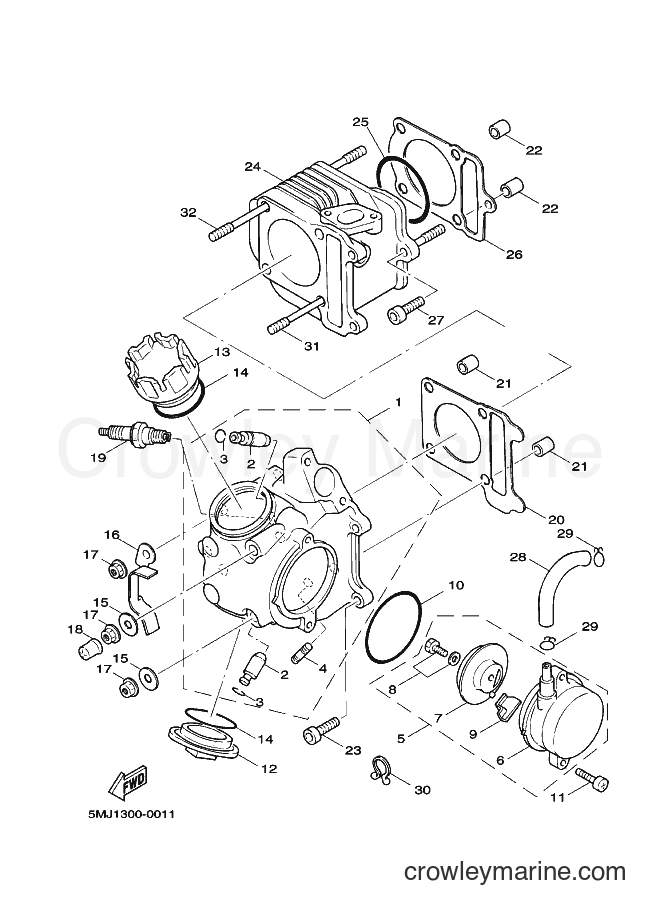 2000 Scooter XC125A - XC125A (5MJ3) [010] - CYLINDER HEAD