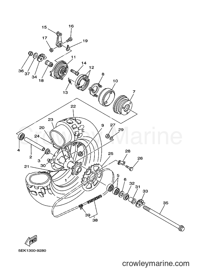 1999 Dirt Bike TW125 - TW125 (5EK1) [100] - REAR WHEEL
