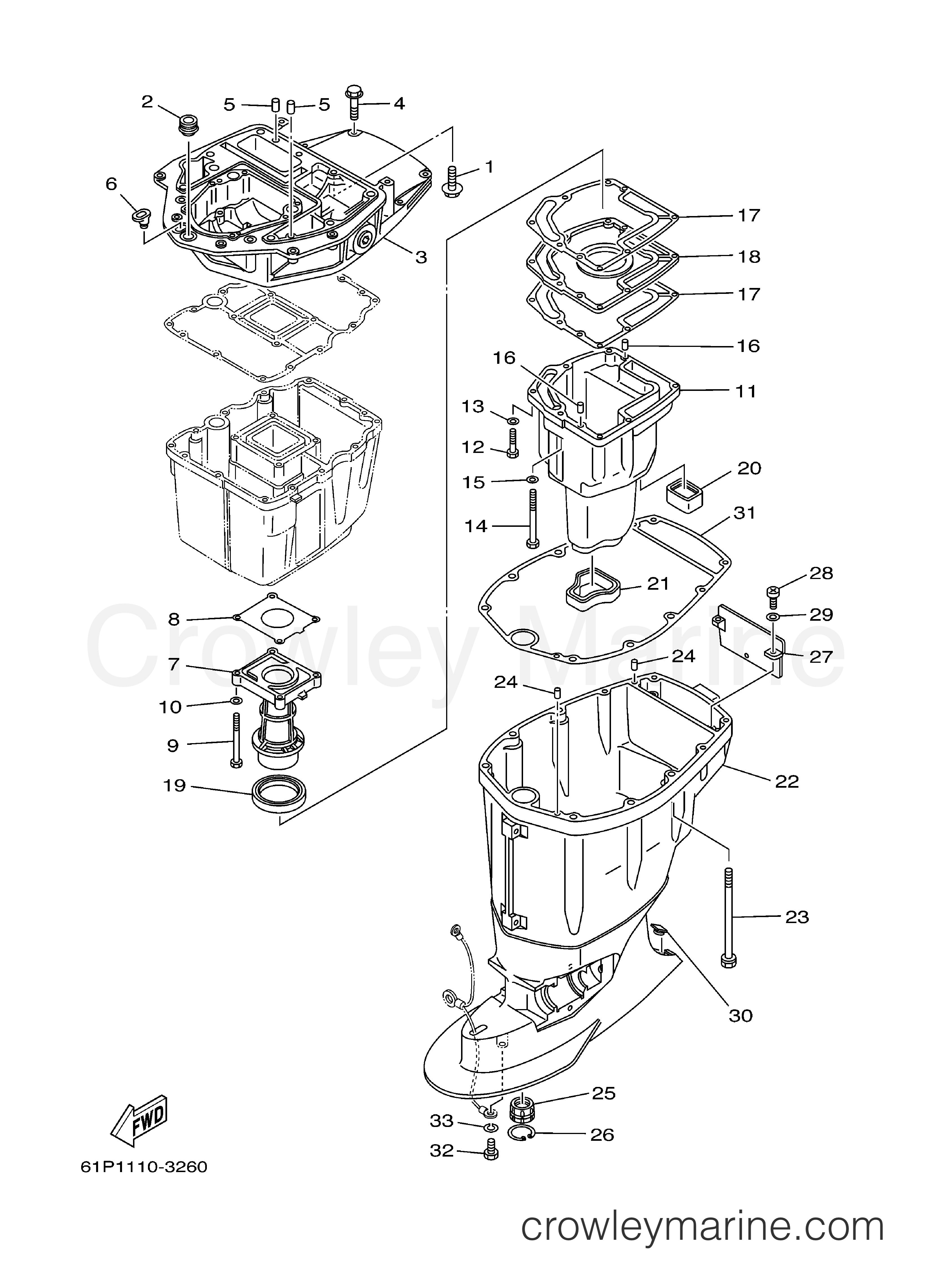 Yamaha Motors F90TJRB - UPPER CASING
