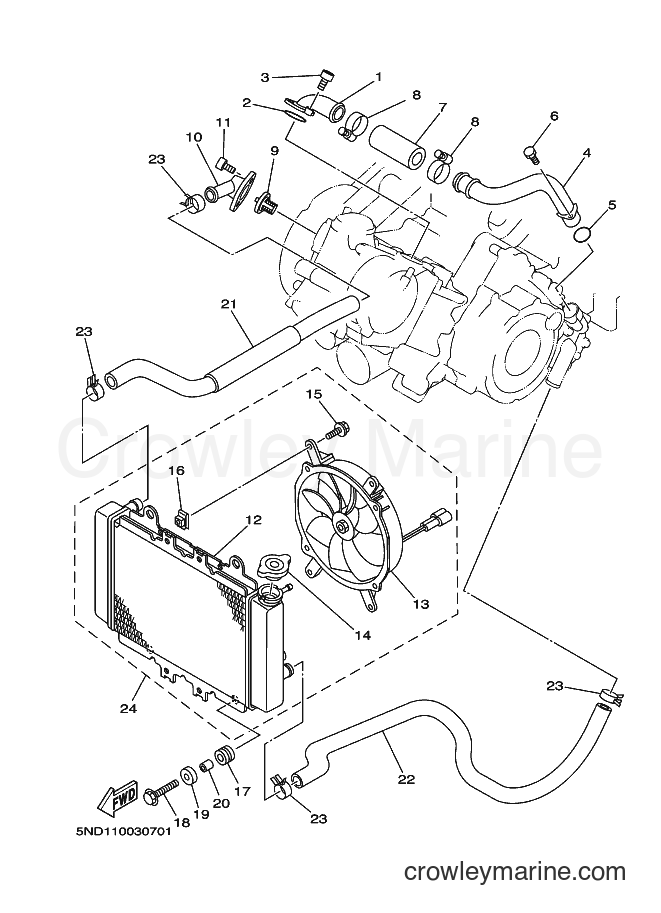 2005 ATV YFM450FWAN - YFM450FWAN (1D96) [010] - RADIATOR & HOSE