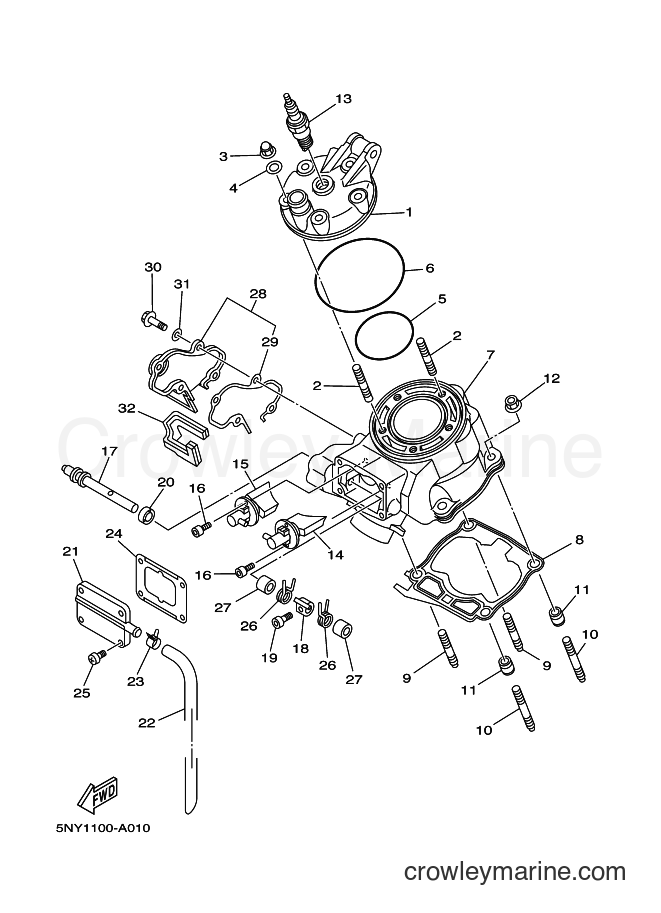2002 Dirt Bike YZ125 - YZ125 (5NY2) [010] - CYLINDER HEAD